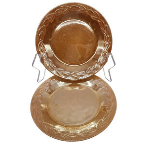 2 Vintage Fire King Salad Plates Luster Ware Peach 7 1/2” Laurel Leaf USA